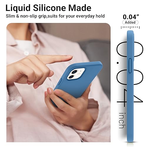 AOTESIER Compatible with iPhone 12 and iPhone 12 Pro Case 6.1 inch,Silky Touch Premium Soft Liquid Silicone Rubber Anti-Fingerprint Full-Body Protective Flexible Bumper Case (Navy Blue)