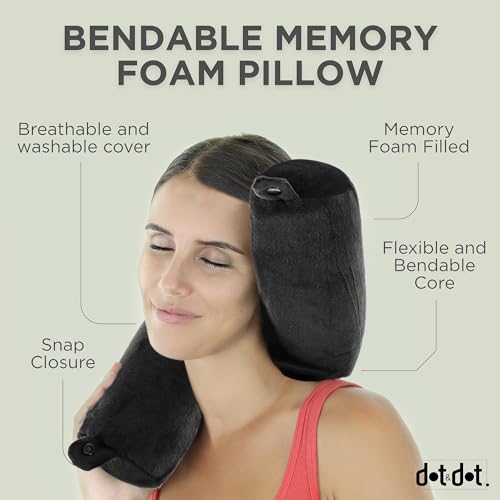 Dot&Dot Twist Memory Foam Travel Pillow for Airplanes - Travel Neck Pillow for Sleeping - Airplane Pillow for Neck Support - Adjustable, Bendable Neck Roll Pillow (Sapphire, One Size)