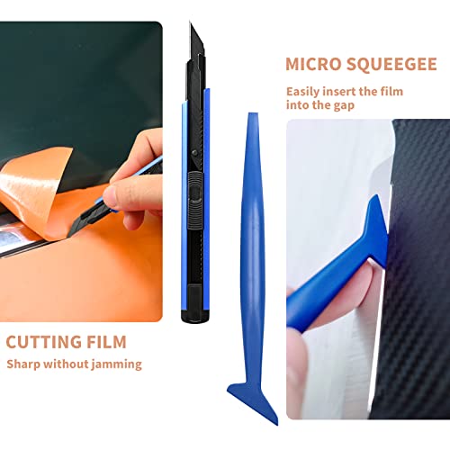 Gomake Vehicle Vinyl Wrap Window Tint Film Tool Kit Include 4 Inch Felt Squeegee, Retractable 9mm Utility Knife and Blades, Zippy Vinyl Cutter and Mini Go Corner Squeegee for Car Wrapping