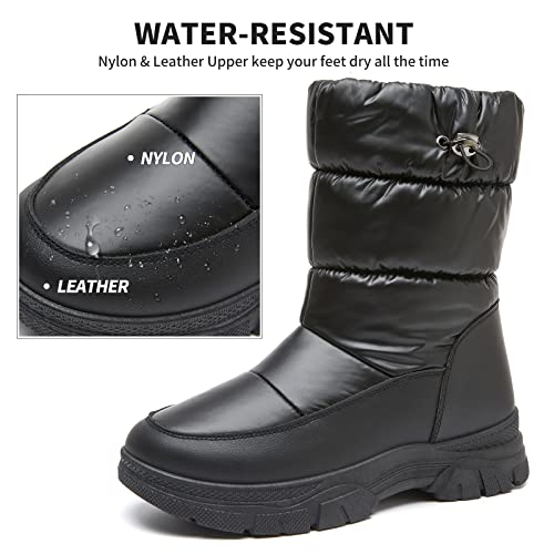 FRACORA Womens Winter Snow Boots Fur Lined Mid Calf Boots Warm Slip On Boots for Women(US6, White)