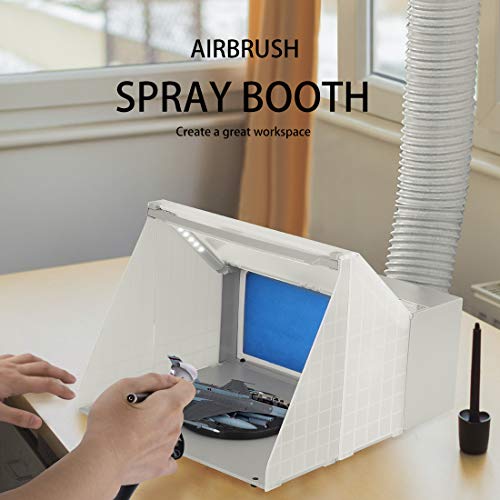 VIVOHOME Portable Airbrush Paint Spray Booth Kit with LED Lights Turn Table and Filter Hose for Model Cake Craft Nail Toy Part