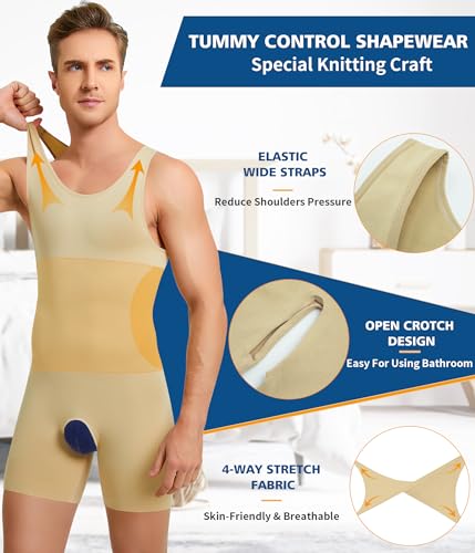 IFKODEI Men Shapewear Tummy Control Bodysuit Waist Trainer Full Body Shaper Fajas Compression Shirts Shorts Slim Belly