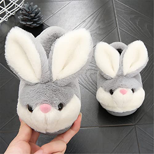 YILANLAN Women's Cute Bunny Animals Slippers Interesting Comfortable Furry Slippers Soft Plush Winter season Keep warm Home Slippers (4/4.5, Grey shoes, numeric_4)