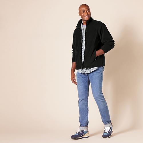 Amazon Essentials Men's Full-Zip Fleece Jacket (Available in Big & Tall), Dark Green Navy Tartan Plaid, X-Small