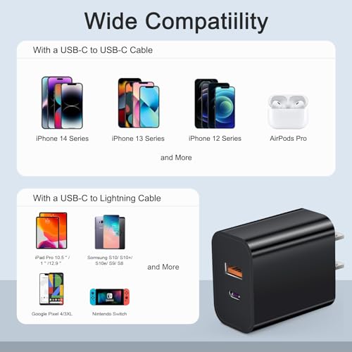 USB C Charger Block iPhone Charger Block 3-Pack,Charging Blocks Box iPhone Charger Block for Compatible with iPhone 15/iPhone 15 Pro/iPhone 15 Pro Max/14/13/12 Pro/iPad Pro/Samsung(Black)