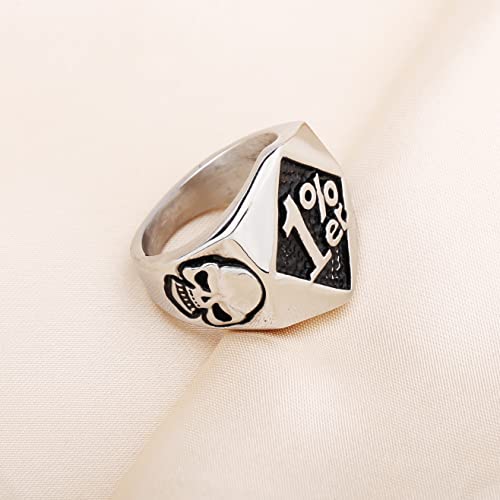 WKXZMTR Men's One Percent 1% Rings Biker Jewelry Motorcycle Club Ring Biker Ring Skull Rings Gothic 1% er Jewelry Biker Gifts (1% Rings G 14)