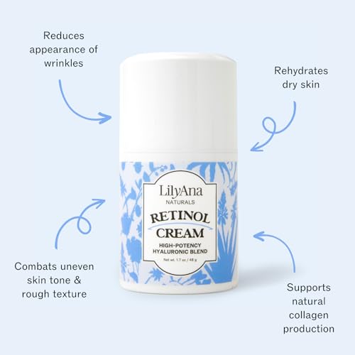 LilyAna Naturals Retinol Cream for Face - Made in USA, Retinol Cream, Anti Aging Cream, Retinol Moisturizer for Face and Neck, Wrinkle Cream for Face, Retinol Complex - 0.5oz