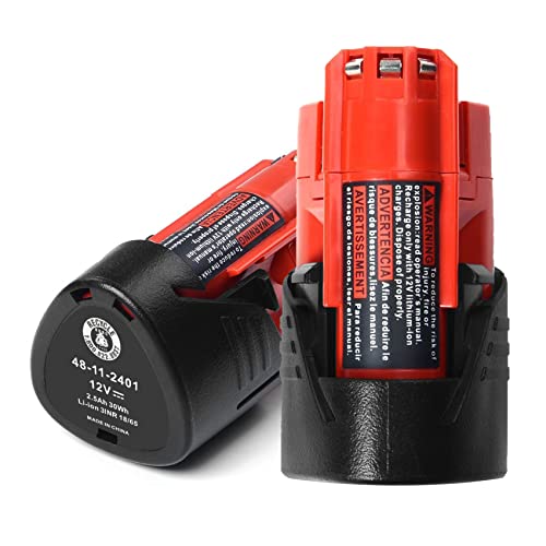 DV8DKV7 2 Packs Replace for Milwaukee M12 12 Volt Cordless Tools 6.0Ah Battery, Compatible with Milwaukee 12V 48-11-2410 48-11-2420 48-11-2411 48-11-2401 12 Volt Lithium Ion Battery