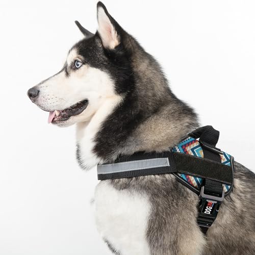 Dogline Dog Harness, Reflective No-Pull Adjustable Vest with Handle for Walking, Training, Breathable, No - Choke Harness for Small, Medium or Large Dogs Room for Patches Zebra Black/White S 18"-24"