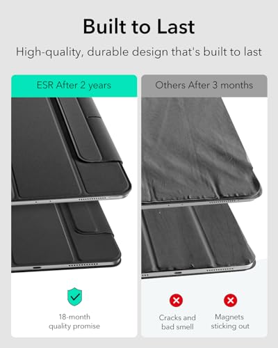 ESR for iPad Pro 11 Inch Case (2024, 5th Gen), Powerful Magnetic Attachment, Slim Trifold Stand Case, Supports Pencil Pro and Pencil(USB-C), Durable Protection, Rebound Series, Black