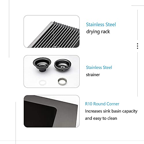 Lordear 36 Inch Drop in Kitchen Sink 36 x 19 Topmount Drop in Kitchen Sink 16 Gauge Stainless Steel Single Bowl Deep Kitchen Sink with Drain Strainer