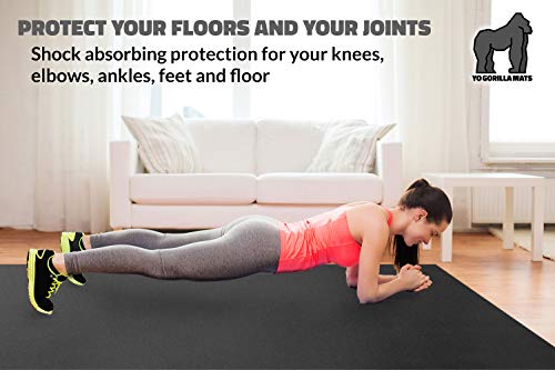 Premium Extra Large Exercise Mat - 7' x 5' x 1/4" Ultra Durable, Non-Slip, Workout Mats for Home Gym Flooring - Jump, Cardio, MMA Mat - Use with or Without Shoes (84" Long x 60" Wide x 6mm Thick)