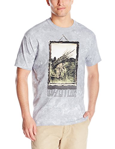 Liquid Blue Men's Led Zeppelin Man With Sticks Short Sleeve T-Shirt,Light Grey,Medium