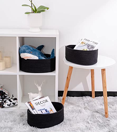 Kriitools Shelf Storage Baskets for Organizing|Decorative Basket for Closet Storage|Toy Baskets&Bins|Small Woven Rope Baskets-13x8.66x5.11’’,Durable&Stylish,Oval 3 Packs Off White&Mixed Gray