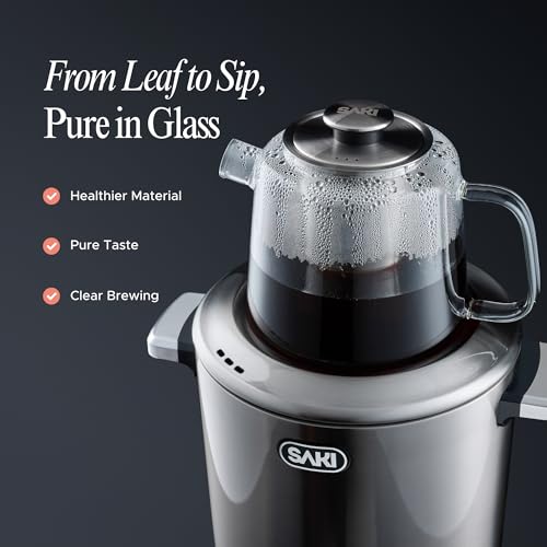 SAKI Chaiovar Electric Samovar - 4L Stainless Steel Electric Tea Maker, Temperature Display, Large Ceramic Teapot, Boil Dry & Auto Shut Off, Best for Persian, Russian, and Turkish Tea (Silver)