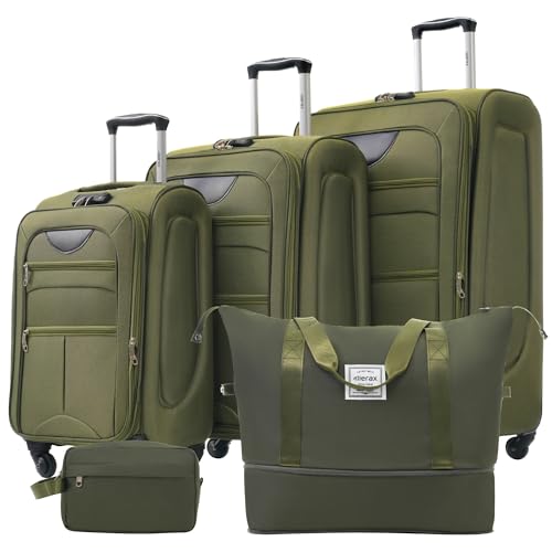 Merax Luggage Set, Softside Suitcase 3 Piece, Expandable Lightweight Luggage Sets with Duffel Bag 22" 26" 30" Suitcase with Wheels TSA Lock,Orange