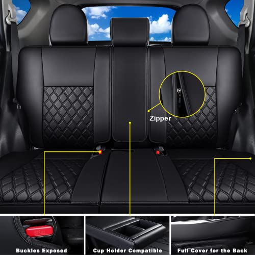 Huidasource Custom Fit RAV4 Front Car Seat Covers, Leather Seat Cushion Cover Accessories Fit for 2019-2024 Toyota Rav4 XLE LE XLE Premium Limited(Not for Hybrid/Adventure/TRD Off-Road/Prime, Black)
