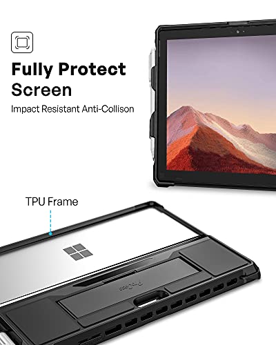 ProCase Case for 12.3 Inch Surface Pro 7 Plus, Pro 7, Pro 6, Pro 5, Pro 4, Pro LTE, Heavy Duty Case, Rugged Shockproof Protective Case with Pen Holder Grip - Black