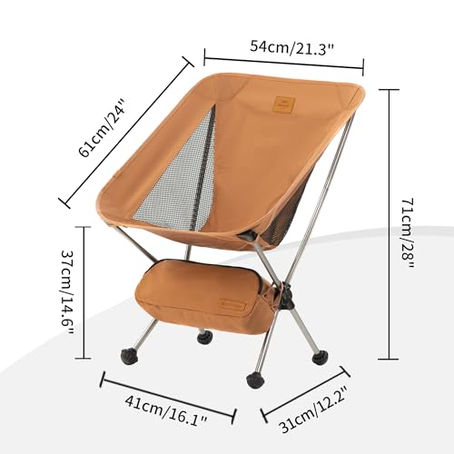 Naturehike YL08 Ultralight Camping Chair, 2.12 LBS Portable Backpacking Chair with Storage Bag & Anti-Sinking Feet, Lightweight Compact Collapsible Camp Chair