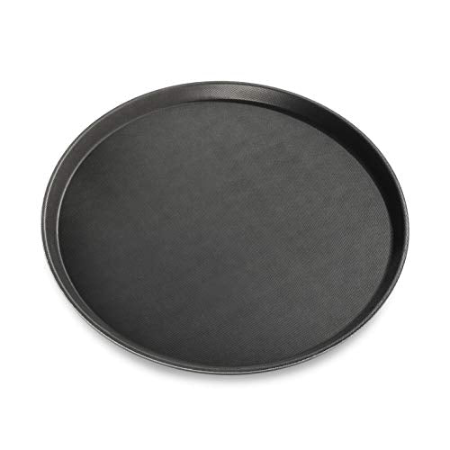 New Star Foodservice 24913 Non-Slip Tray, Plastic, Rubber Lined, Round, 11-inch, Black