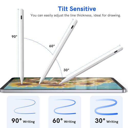 Stylus Pen for iPad 2018-2024 - NTHJOYS for Apple iPad Pencil with Palm Rejection, Magnetic, Tilt Sensitivity, Work for iPad Pro 11"/12.9", iPad Mini 5/6, iPad Air 3/4/5, iPad 6/7/8/9/10