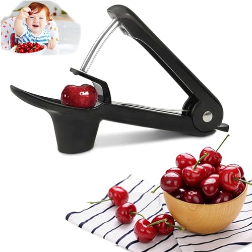 Cherry Pitter Tool, Cherry Core Remover, Olive Pitter Remover, Stoner Corer Tool, Heavy-Duty Cherry Seed Remover with Lock Design, Fruit Core Remove Tool for Making Cherry Jam/Cake/Ice Cream (Black)