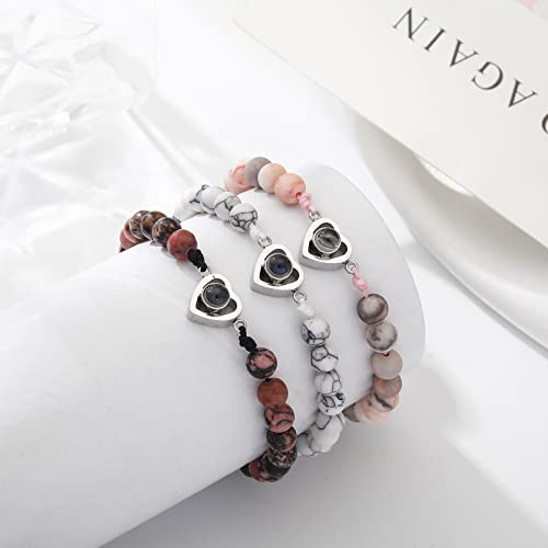 QWNHONEY Gift for Grandson Bracelet I Love You 100 Languages Tiger Eyes Gift for Men Chritmas Birthday Valentine's Day Father's Day Graduation Anniversary Beads Jewelry Gifts for Him