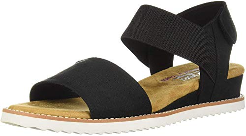 Skechers BOBS Women's Desert Kiss-Stretch Quarter Strap Sandal Flat, Taupe, 9 M US