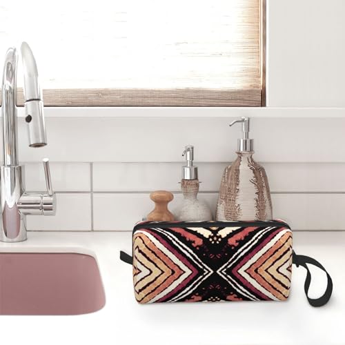 JKJOJIA Red Brick Wall Novelty Makeup Bag Organizer Small Cosmetic Bags Portable Travel Toiletry Bag With Handle Simple Accessories Storage Zipper Pouch For Women Girl