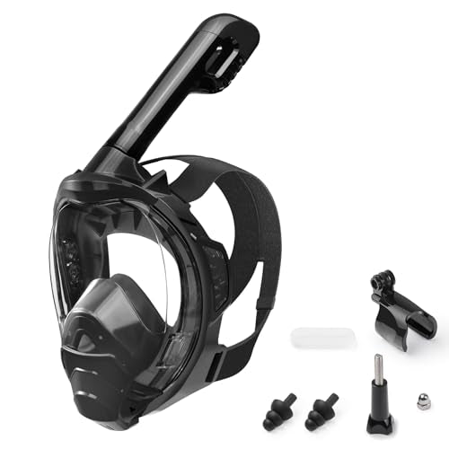 Snorkel Mask, Full Face Snorkel Mask,Snorkeling Gear for Adults Kids,Diving Mask, Mask and Snorkel,180 Degree Panoramic View Anti-Leak Anti-Fog