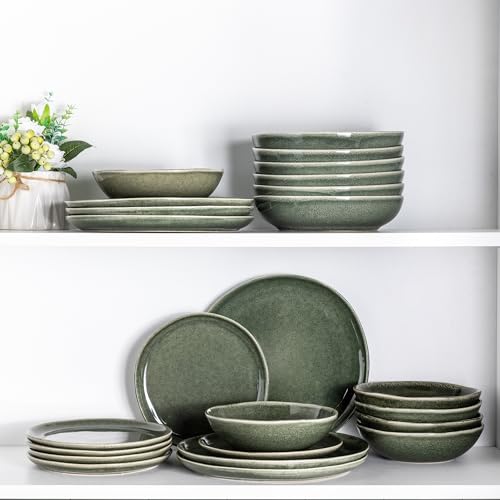 AmorArc Ceramic Plates Set of 6, 8.5 Inch Handmade Reactive Glaze Stoneware Plates set for Dessert, Salad, Appetizer, Small Dinner Plates, Microwave & Dishwasher Safe, Scratch Resistant