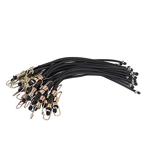 XSTRAP STANDARD 10-Inch Mini Bungee Cords 20 Pieces Rubber Stretchy Bungee Cords with Steel Hooks for Tarp Covers, Canvas Canopies, Motorcycle, Cargo, Hang Christmas Ornaments