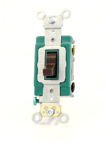 Leviton 3032-2 30 Amp, 120/277 Volt, Toggle Double-Pole AC Quiet Switch, Extra Heavy Duty Spec Grade, Self Grounding, Back and Side Wired, Brown
