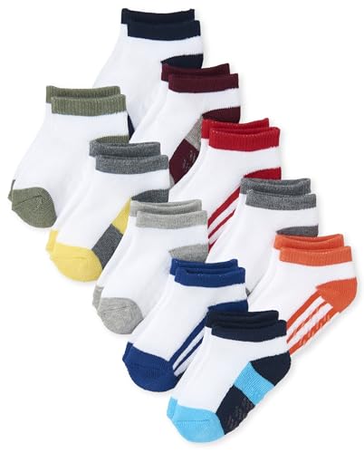The Children's Place Baby Boy's and Toddler Ankle Socks Variety Pack, Multi Color Stripe 10-Pack, 12-24 Months