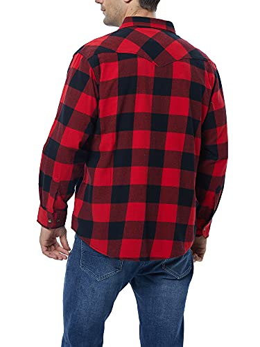 COEVALS CLUB Mens Flannel Corduroy Lined Snap Button Up Cotton Regular Fit Long Sleeve Plaid Shirts (Khaki, Blue, Crimson/M 7#)