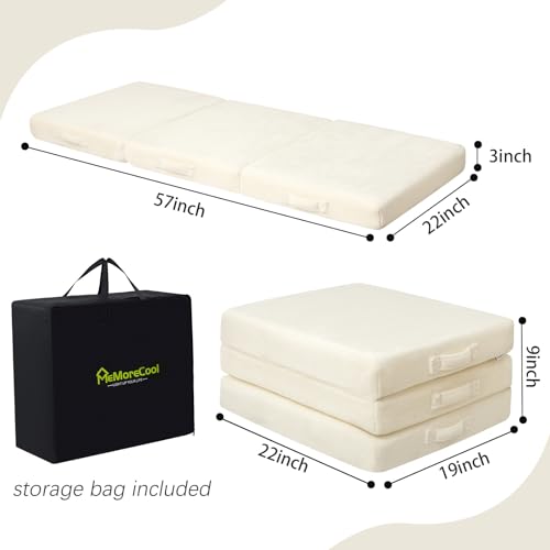 MeMoreCool Foldable Floor Mattress for Kids, Toddler Floor Nap Mat for Sleeping Daycare, Small Child Foldable Mattress Floor Bed, Trifold Futon Portable Tri Folding Mattress, Navy 75x25 Inch
