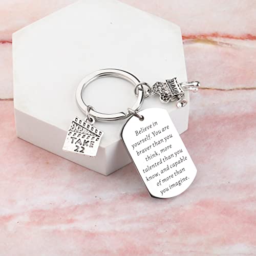 LQRI Movie Projector Keychain Film Director Gift Filmmaker Gifts Future Director Gifts Film Student Graduation Gift (silver)