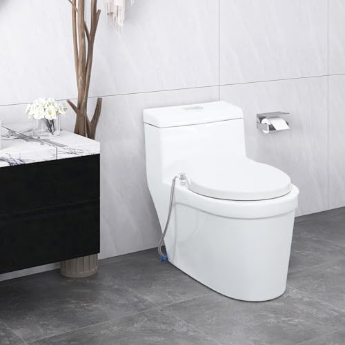 Gappo Non-Electric Bidet Toilet Seat, Fits Elongated Toilets, Bidets for Existing Toilets with Self Cleaning Dual Nozzles, Adjustable Bidet Sprayer