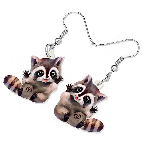 YAYAKO Acrylic Chubby Funny Raccoon Earrings Dangle Bear Animal Jewelry Cute Raccoon Gifts for Women (Brown 512)
