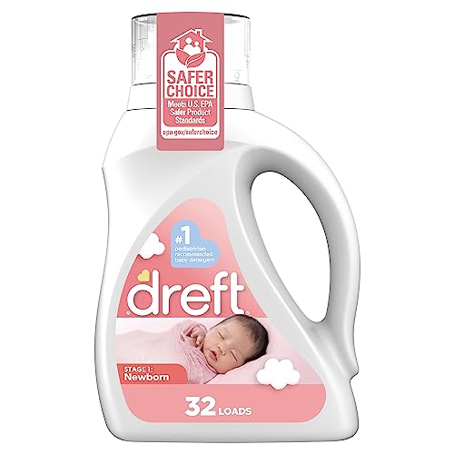 Dreft Stage 1 Newborn Baby Liquid Laundry Detergent, Gentle on Sensitive Skin, HE Compatible, 32 loads
