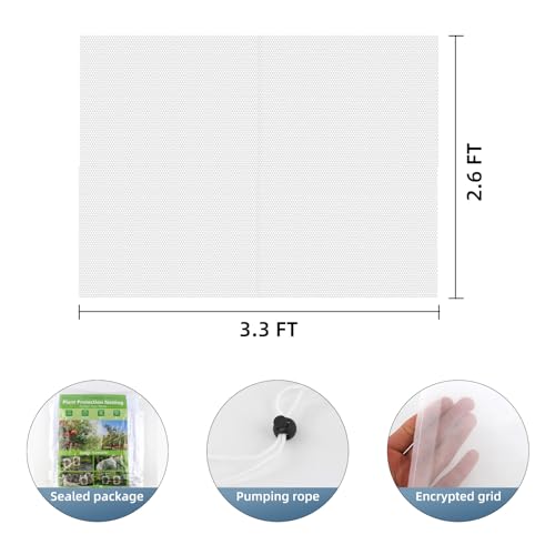 Bird Netting for Garden Protection, CANAGROW 4 Pack Garden Plant Mesh Netting Covers Bags with Drawstring, Insect Bird Barrier Bug Netting for Fruit Blueberry Bushes Vegetable Flower (3.3x2.6FT)