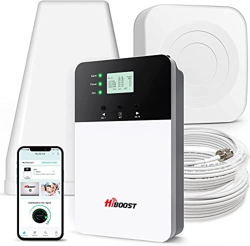 Cell Phone Signal Booster, Covers 6,000 sq ft with 2 Indoor Antennas for All US Carriers, Cell Phone Booster for Home Office and Destination RV 4G 5G LTE Verizon AT&T T-Mobile APP Support FCC
