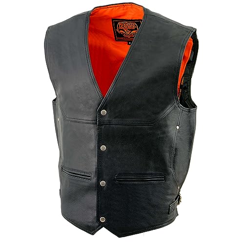 Milwaukee Men's Deep Pocket Leather Vest (Black, X-Small)