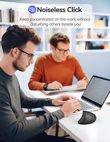 TECKNET Ergonomic Mouse, Rechargeable Vertical Ergo Mouse Wireless, Silent 2.4GHz 6 Buttons Optical Carpal Tunnel Mouse, 5 Adjustment Levels, Up to 4800DPI Wireless Mouse for Laptop, Desktop, PC
