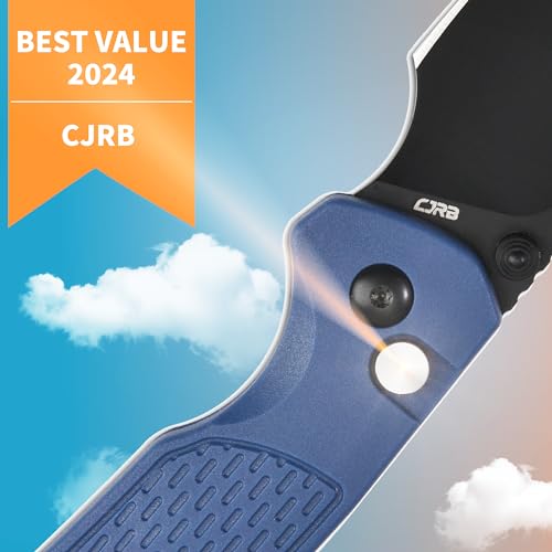 CJRB Pyrite-Light Pocket Knife, Folding Knife with 3.34'' AR-RPM9 Steel Blade Small Pocket Knife with Pocket Clip for Men Women, EDC Knife for Camping Survival Hiking Knives J1945 Blue