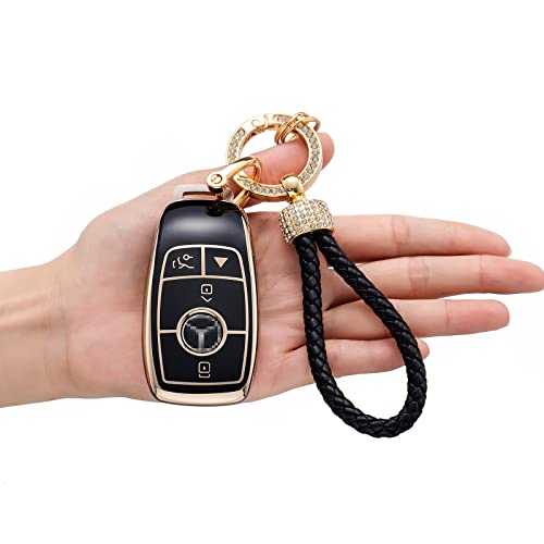 LCXJMWKL for Mercedes Key Fob Cover,Compatible with 2019-2021 A-Class C-Class G-Class 2017-2020 E-Class S-Class Smart Key Premium Soft TPU Anti-dust Full Protection