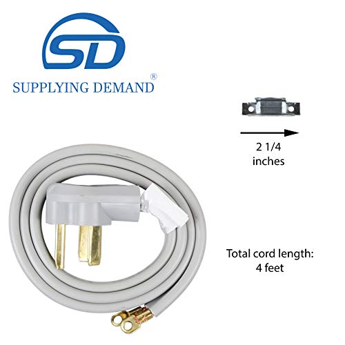 Supplying Demand 4 Foot Clothes Dryer Electrical Power Cord 3 Prong Wire 30 Amp 250 Volt