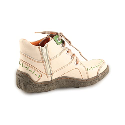 TMA EYES Women's Handmade Quilted Leather Classical Lace up Fashion Comfortable Ankle Platform Booties(White,6)