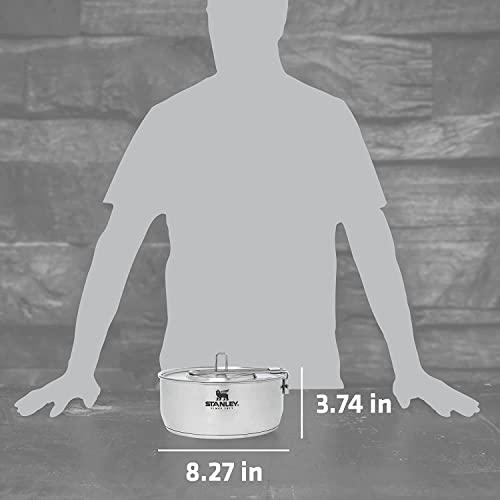 STANLEY Even Heat Essential Pot Set, 4-Piece Camping Cookware Set with Stainless Steel Pots and Pans, Utensils, Lids, and Cooking Accessories, Outdoor Travel Kit for Campsites, Hiking, and More