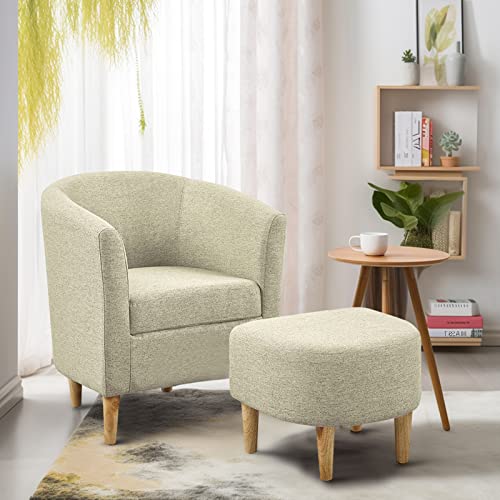 DAZONE Accent Chairs Set of 2 Mid Century Modern Chair with Ottoman Co